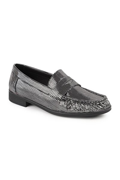 Mammamia Women's Loafer Daily Silvery Metallic Slip-On Classic Mother's Shoes...