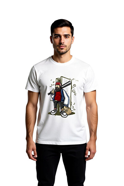 PayBuy Tricou pentru bărbați cu imprimeu artistic cu bandană și barbă