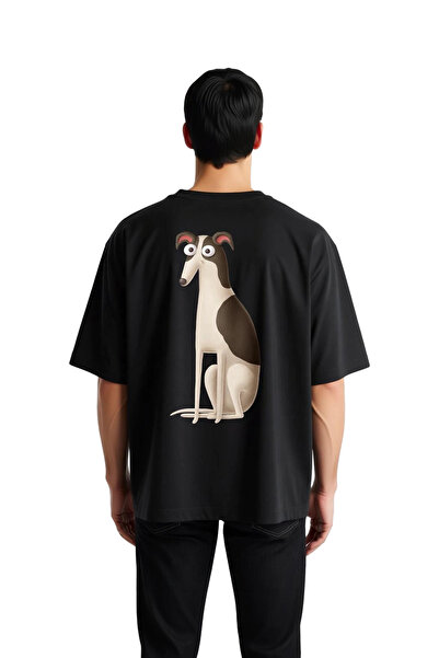 PayBuy Men's Oversized T-Shirt Funny Dog Print Line Art Style Graphic Pattern...
