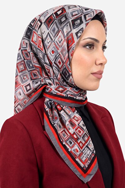 hadiora Women's Gray Orange Geometric Patterned Stitched Writing Cotton Casua...