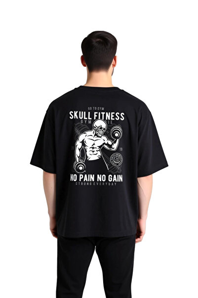 PayBuy Tricou pentru bărbați, supradimensionat, cu imprimeu cu craniu, temati...