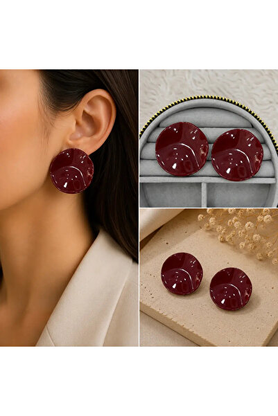 Bozhi Burgundy Wavy Form Large Size Women's Earrings Elegant Gift Steel