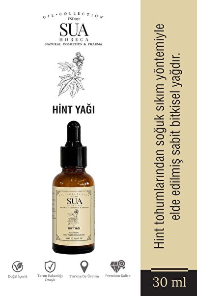 Sua Horeca Hint Yağı Castor Oil Soğuk Sıkım %100 Saf Doğal Katkısız 30 ml