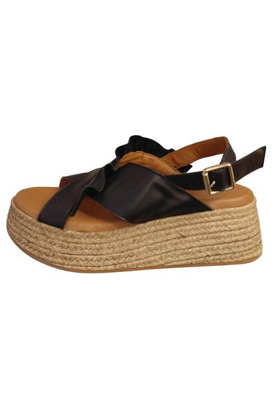 Kuum K8623104 Sandale casual pentru femei, din piele naturală, cu talpă cu aspect de iută