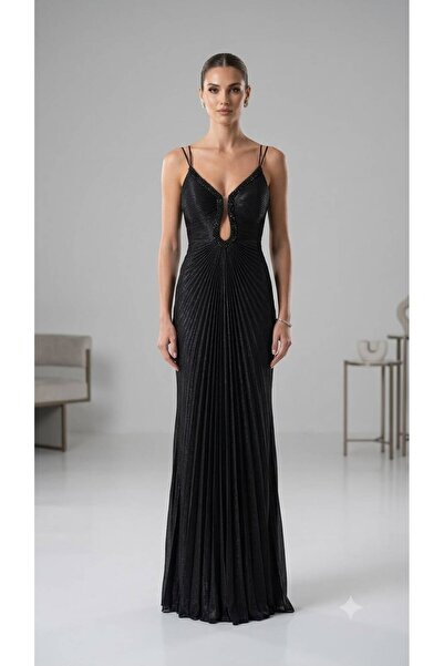 FOR COSTUME Askılı V Yaka Detaylı Abiye-10206