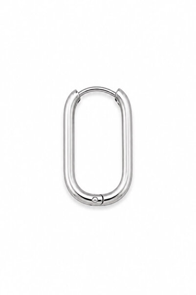 Blisse Piercing Unisex Silver Color Surgical Steel Oval Model Geometric Hoop ...