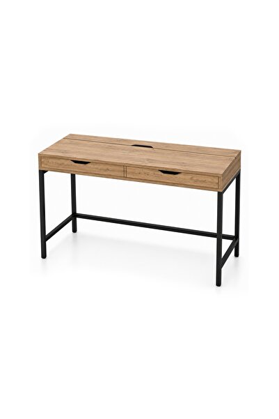 DEKOREX Birou cu Picioare Metalice CLM106, Culoare Nuc, 131 x 76 x 58 cm, Sti...