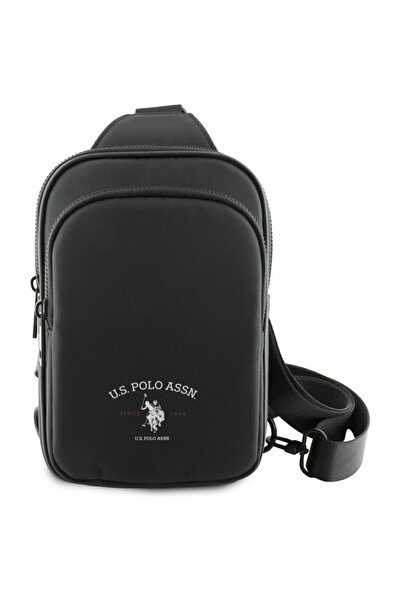 U.S. Polo Assn. US Polo Μικρή Τσάντα Τηλεφώνου Χιαστί Πικέ Μαύρη