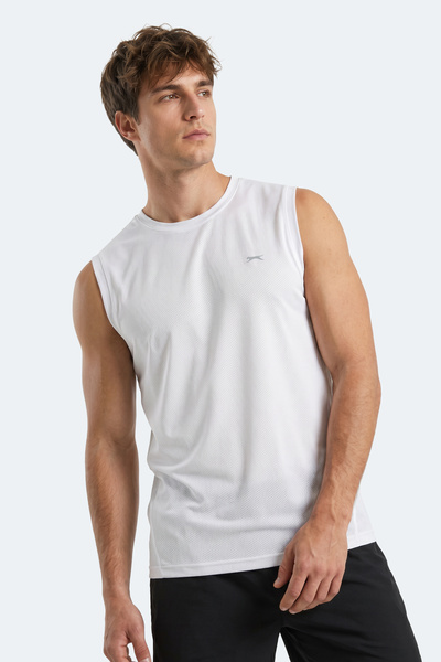 Slazenger قميص HEROFIT IN رجالي بدون أكمام باللون الأبيض