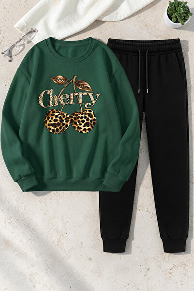 trendypassion Unisex Leopard Patterned Cherry Design Printed Crew Neck Sweats...