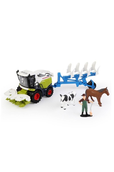 OEM Set de jucării tractor realist cu plug, 2 animale și fermier - Lumini și ...