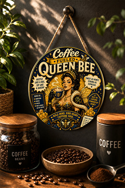 Mayeka Decor de perete rotund din MDF cu tematică cafea, pentru femei, în sti...