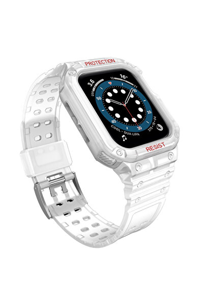 megaMobile Carcasă și curea pentru Apple Watch 4/5/6/7/SE 44/45mm, albă