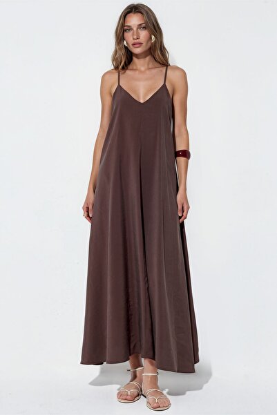 Hiccup BUSEM Rochie Maxi Din Satin, Fără Mâneci