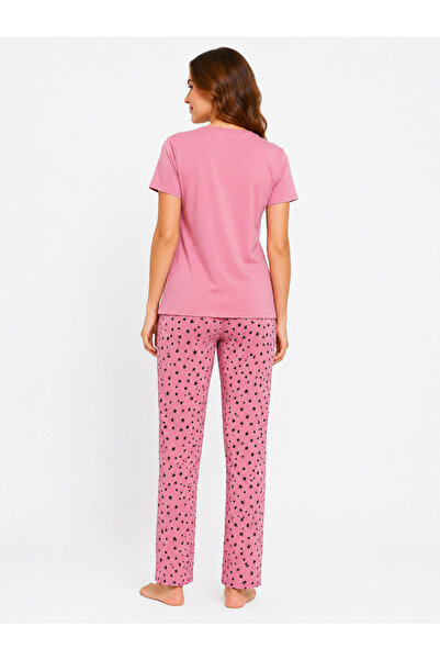 FAMES PİJAMA Kadın Yazlık Kısa Kol Awesome Pembe Pijama Takımı