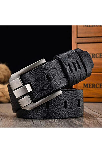 delis Curea pentru barbati C-66, piele naturala, Negru (Marime: 130 cm)