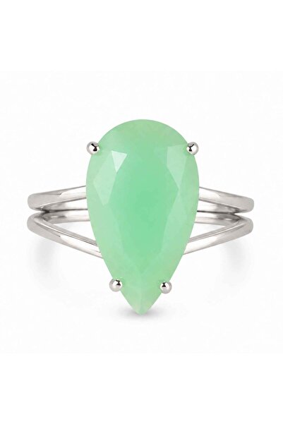 craftmystic Ρυθμιζόμενο Δαχτυλίδι Ασημένιο 925 με Φυσικό Κρισοφράζ Δάκρυ - Αρ...