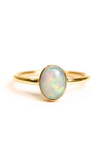 craftmystic Inel argint 925 placat cu aur 18k cu Opal Etiopian oval - Lumina ...