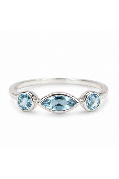 craftmystic Δαχτυλίδι ασήμι 925 με Τριπλό Μπλε Τοπάζ - Διαύγεια και Καθημεριν...