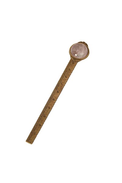 craftmystic Semn de Carte Elegant cu Piatra Naturala de Cuart Roz si Alama