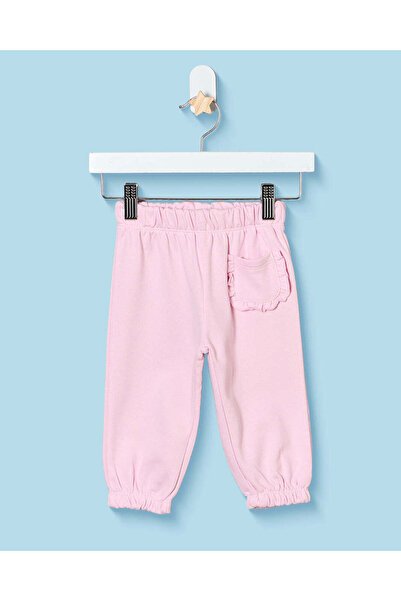 REDTAG Infant Girls Pink Jogger Pants With Frilled Pocket