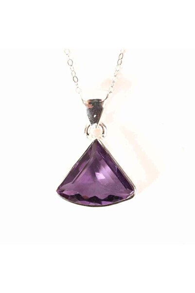 craftmystic Κολιέ Ασημένιο 925 με Φακίτη Τριγωνικό Αμέθυστο – Προστασία, Διαύ...