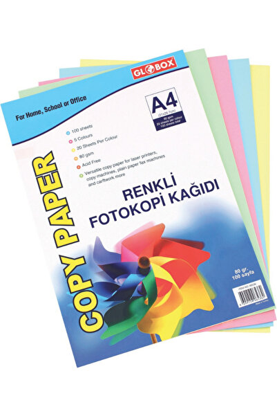 Globox Colored Photocopy Paper 100 Sheets Mixed 5 Colors