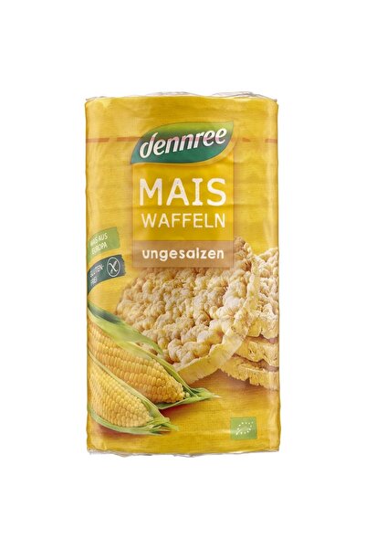 Dennree Fulgi de porumb din porumb expandat, fără sare, fără gluten, bio, 120g