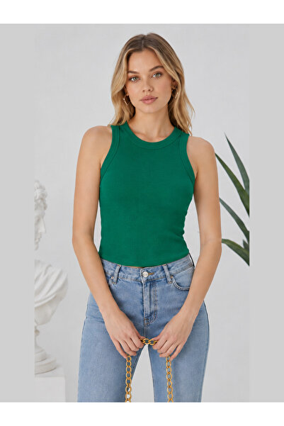 Olse Zargo Model Fitted/Fitted Wide Ribbed Halter Neck Ribbed Stretch Knitted...
