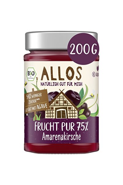 Allos Dulceață de cireșe amare cu sirop de agave, fără gluten, bio, 200g