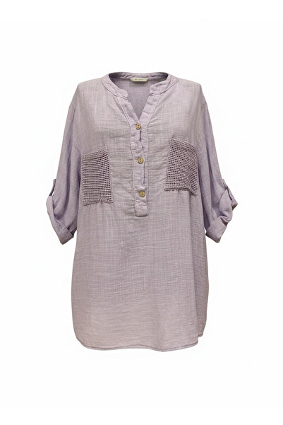 PHUTİ COLLECTION Italian 100% Cotton Bluz with Mesh Detail