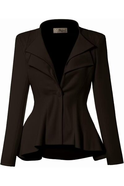 Hybrid & Company Women Double Notch Lapel Sharp Shoulder Pad Office Blazer | ...