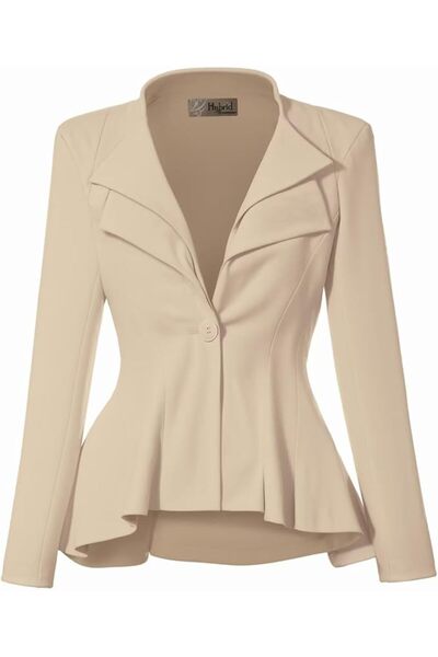 Hybrid & Company Women Double Notch Lapel Sharp Shoulder Pad Office Blazer | ...