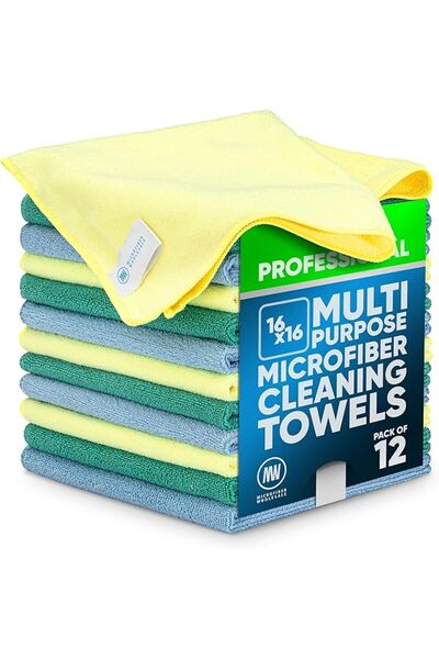 Microfiber Wholesale Buff Cleaning Cloth | Yellow (12 Pack) | Size 16" x 16" ...