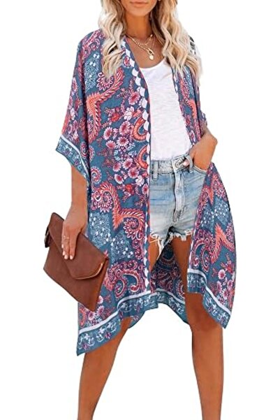 Moss Rose Women's Beach Cover up Swimsuit Kimono Cardigan with Bohemian Flora...