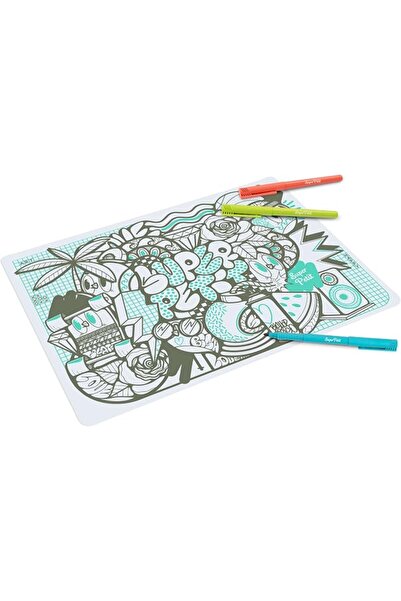 SUPERDINE Super Petit Paris Silicone Coloring Playmat - Reusable Doodle Mat -...