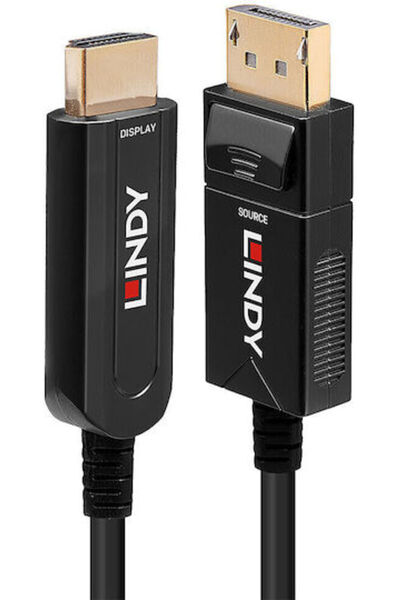 LİNDY Καλώδιο DisplayPort αρσενικό - HDMI αρσενικό 40μ Μαύρο (38493)