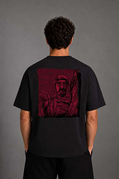 VSRN Tricou oversize negru cu imprimeu pe spate Killer Butcher Design