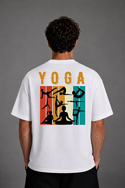 VSRN Μπλουζάκι Yoga 1 με σχέδιο και στάμπα στην πλάτη, λευκό, oversized