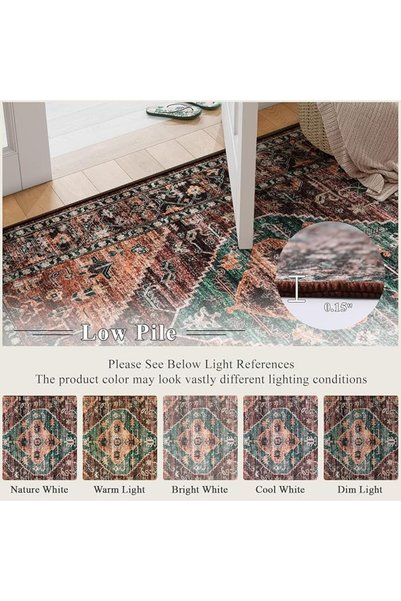 GENERAL Lahome Moroccan Area Rug - 2’x3’Washable Small Entryway Accent Distressed Non-Slip Floor Carpet Rug