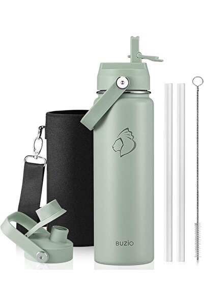 BUZIO Stainless Steel Water Bottle 40 oz (Cold for 48 Hrs, Hot for 24 Hrs), 1...