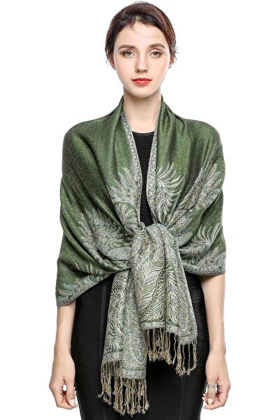 GENERAL Pashmina Scarf for Women Warm Wrap Feel Shawl Paisley Hijab in Rich C...