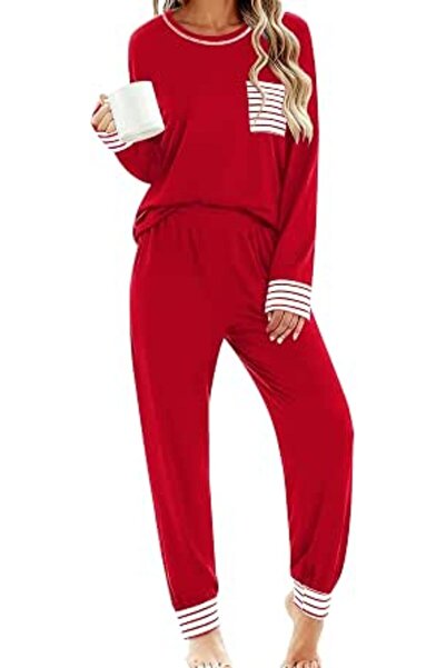 SWOMOG Women’s Pyjamas Set Long Sleeve Top with Pants 2 Pieces Sleepwear Soft...