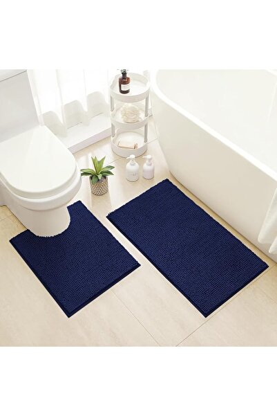 GENERAL HOMEIDEAS 2 Pieces Bathroom Rugs Set Navy Blue, Ultra Soft Non Slip B...