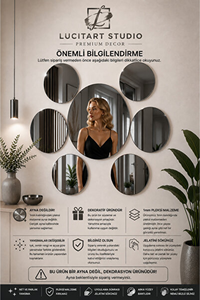Arıkoğlu Reklam ve Yapı LucitART 1 Adet Yuvarlak Dekoratif Pleksi Duvar Dekor...