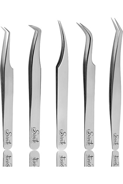 SIVOTE Eyelash Extension Tweezers for Classic & Volume Lashes, 5-Pack, Black