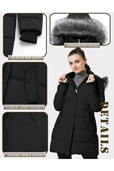 GENERAL GGleaf Women's Winter Thicken Puffer Coat Warm Snow Jacket with Fur R...