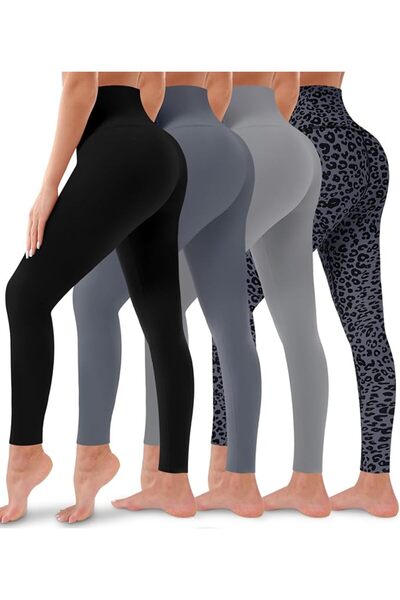 Bluemaple 4 Pack Leggings for Women Butt Lift High Waisted Tummy Control No S...