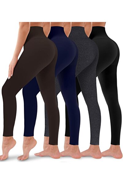 Bluemaple 4 Pack Leggings for Women Butt Lift High Waisted Tummy Control No S...