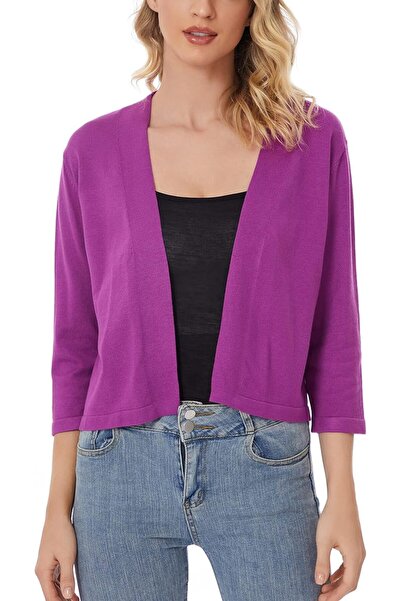 GENERAL Satuun Women's 3/4 Sleeve Shrugs Lightweight Open Front Cropped Cardi...